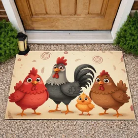 Cartoon Farm Birds Farmhouse Decor Gift for Farm Lover Doormat