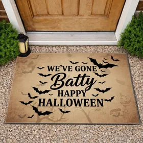 Halloween Bat Silhouettes 'We've Gone Batty' Text - Farmhouse Home Decor Doormat