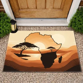 African Continent Savanna Landscape Acacia Tree Sunset - Wildlife Home Decor Gift Doormat