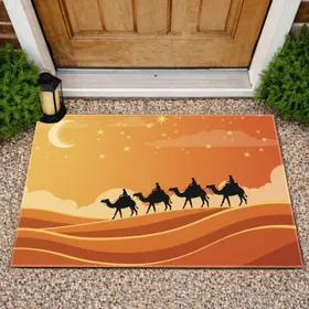 Desert Camel Caravan Crescent Moon Stars - Home Decor Gift Doormat