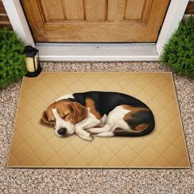 Curled Beagle Dog Home Decor Gift for Dog Lovers Doormat
