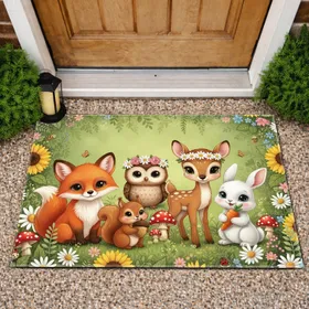 Baby Woodland Animals Wildflower Meadow - Home Decor Gift for Animal Lovers Doormat