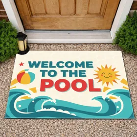 Welcome to the Pool Beach Ball Sun Ocean - Poolside Home Decor Doormat