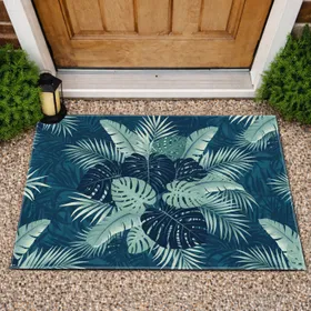 Tropical Jungle Botanical Monstera Banana Palm Leaves - Home Decor Gift Doormat