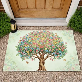 Blossoming Tree Butterflies Floral Canopy - Home Decor Gift for Garden Lover Doormat
