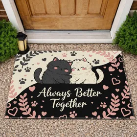 Sweet Cats Embracing Always Better Together - Home Decor Gift for Cat Lover Doormat