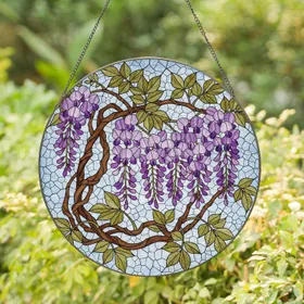 Cascading Wisteria Flowers Home Decor Gift for Garden Lover Stained Glass Suncatcher