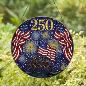 Iwo Jima Flag Raising 250 - Independence Day Gift for Veterans Stained Glass Suncatcher