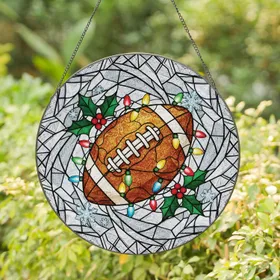 American Football Christmas Lights Holly Snowflakes - Christmas Home Decor Gift Stained Glass Suncatcher