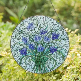 Bluebell Flowers Campanula Botanical Garden - Home Decor Gift for Gardener Stained Glass Suncatcher