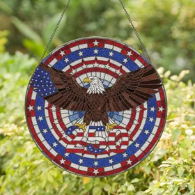 Bald Eagle 250 Stars Stripes - Independence Day Home Decor Gift for Veterans Stained Glass Suncatcher