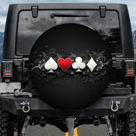 Playing Card Suits Poker Symbols - Game Room Decor for Card Player Gift Spare Tire Cover