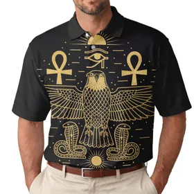 Egyptian Falcon Horus Ankh Sun Disc - Ancient Mythology History Gift Men's Polo Shirt