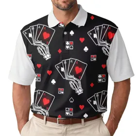 Skeletal Hands Poker Aces Poker Suits - Card Game Lover Gift Men's Polo Shirt