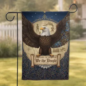 Bald Eagle We the People Antique Map USA 250th Anniversary Independence Day Garden Flag
