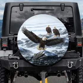 Majestic Bald Eagles Arctic Landscape - Wildlife Lover Gift Spare Tire Cover