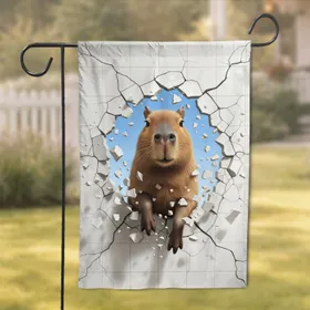 Capybara Emerging from Wall - Wildlife Lover Home Decor Gift Garden Flag