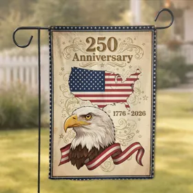 Bald Eagle American Flag Map 250 Anniversary - History Enthusiast Gift Garden Flag