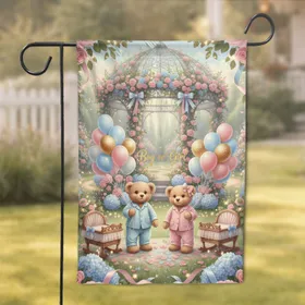 Teddy Bears Balloons Boy or Girl Garden Gazebo - Gender Reveal Party Decor Garden Flag