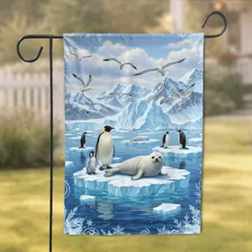 Glacier Mountain Arctic Animals Seal Penguin - Wildlife Lover Gift Garden Flag