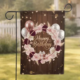Happy Birthday Floral Balloons Gift Box - Celebration Gift Garden Flag