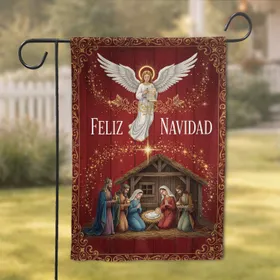 Feliz Navidad Angel Nativity Scene - Christmas Holiday Home Decor Gift Garden Flag