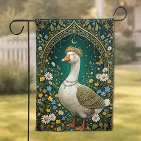 White Goose Floral Garden Arch Celestial - Home Decor Gift for Nature Lovers Garden Flag