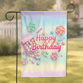 Happy Birthday Candies Lollipops - Birthday Celebration Gift Garden Flag