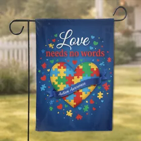 Heart Puzzle Pieces Autism Awareness Ribbon - Support Gift for Advocates Garden Flag