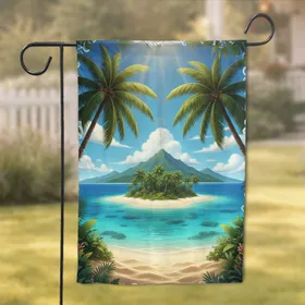 Tropical Island Beach Palm Tree - Home Decor Gift for Travel Enthusiast Garden Flag