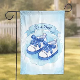Baby Sneakers 'It's a Boy!' Blue Cloud - Expecting Parents Baby Shower Gift Garden Flag