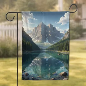 Rugged Mountains Alpine Lake Pine Forest - Home Decor Gift for Outdoor Lover Garden Flag