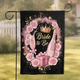 Bride to Be Crown Champagne Roses Gift Box - Bachelorette Party Decor for Bride Garden Flag