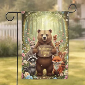 Welcome Baby Woodland Animals - Baby Shower Decor for Expecting Parents Garden Flag