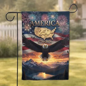 Bald Eagle America Map 250th Anniversary Independence Day Gift for Veterans Garden Flag