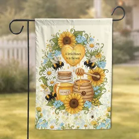 Honeycomb Heart Bumblebee Baby Announcement - New Baby Gift for Expecting Parents Garden Flag