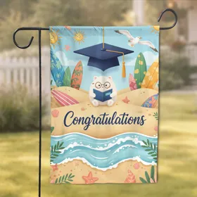 Graduation Cap Congratulations Beach Summer - Achievement Gift for Graduates Garden Flag