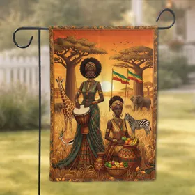 African Women Wildlife Savanna Sunset - Home Decor Gift for Culture Lover Garden Flag