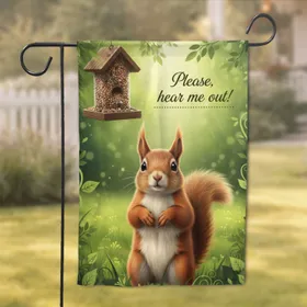 Pleading Red Squirrel Bird Feeder - Wildlife Lover Home Decor Gift Garden Flag