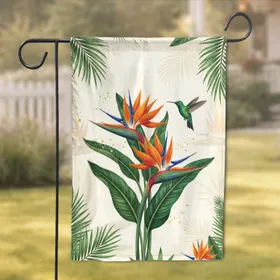 Birds of Paradise Hummingbird Tropical Foliage - Home Decor Gift for Garden Lover Garden Flag