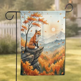 Majestic Red Fox Autumn Mountains - Autumn Home Decor Gift for Wildlife Lover Garden Flag