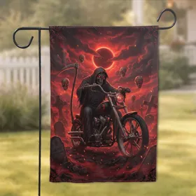 Grim Reaper Chopper Motorcycle - Biker Lifestyle Decor for Motorcycle Riders Garden Flag