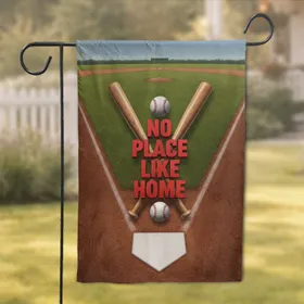 Baseball Bats Home Plate Field 'NO PLACE LIKE HOME' - Sports Fan Gift Garden Flag