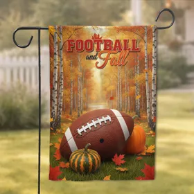 American Football Gourds Autumn Forest - Fall Season Decor for Football Fans Garden Flag