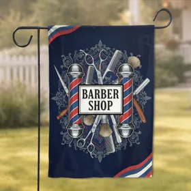 Vintage Barber Shop Sign Barber Poles Tools - Home Decor Gift for Barbers Garden Flag