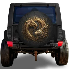 Roaring Dragon Tiger Yin-Yang Mythical Creature Ancient Power Gift Spare Tire Cover