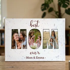 Personalized Mom Photo Canvas, Custom Mom Word Art with Photos, Mother's Day Gift from Kids Daughter Son, Wall Art Home Decor
