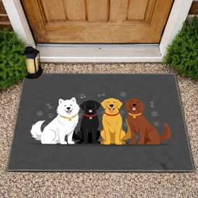Diverse Dogs Paw Prints Bone Shapes - Everyday Home Decor Gift for Dog Lovers Doormat