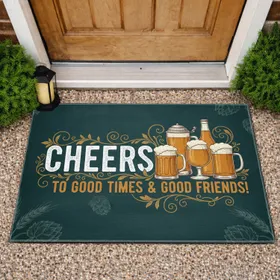 Cheers Good Times Beer Glasses Hops Barley Pub - Home Bar Entertaining Gift Doormat