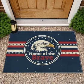 Bald Eagle Home of the Brave - Independence Day Gift for Veterans Doormat